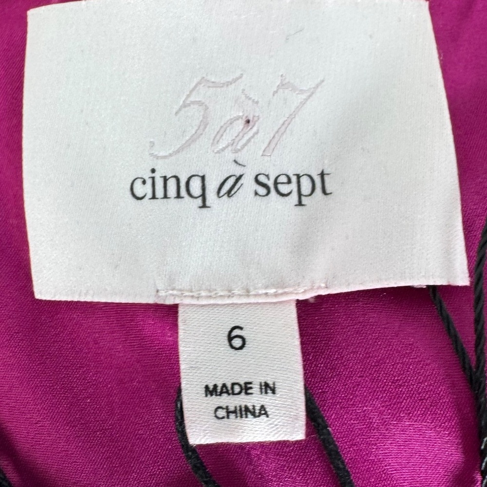 Cinq‎ A Sept Theo NWT Pink Ruby Faux Wrap Side Ruched Dress Sz 6 - Picture 5 of 12
